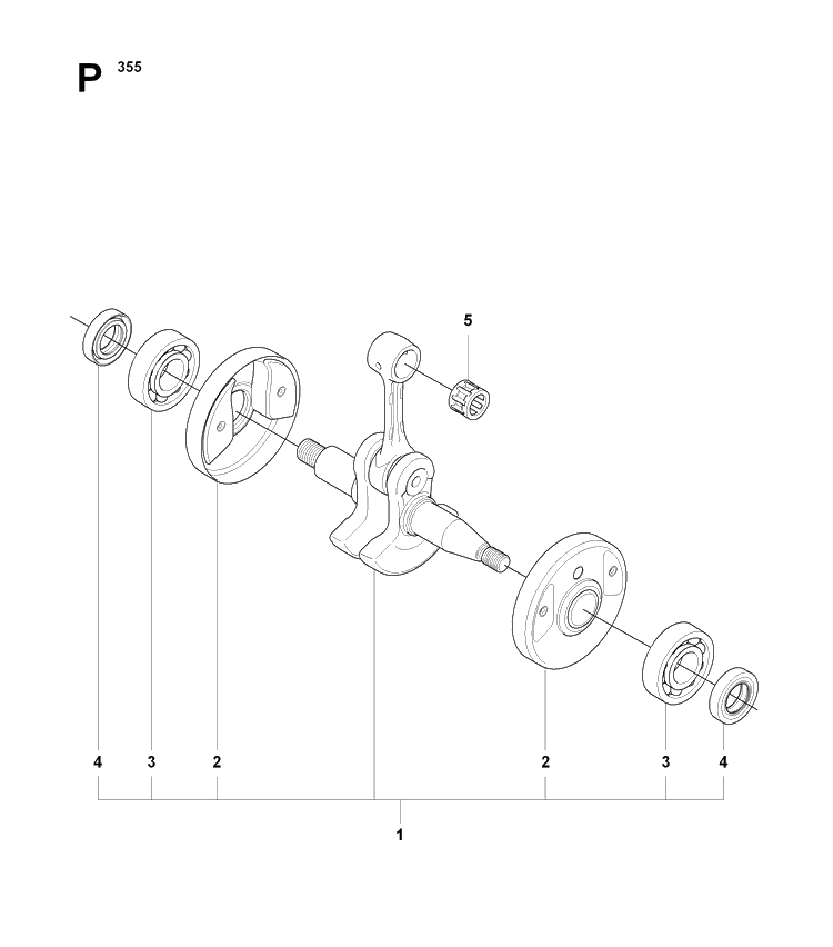 Crankshaft Diagram and Parts List for 355FX 20082700001-20192999999 Husqvarna Brush Cutter
