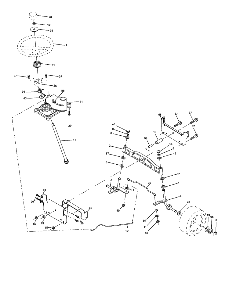 Steering Diagram and Parts List for YTH2148-LO21H48C (954572035)(2005-01) Husqvarna Lawn Tractor
