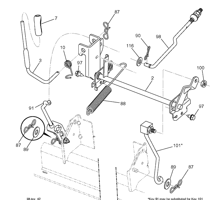 Mower Lift / Deck Lift Diagram and Parts List for YTH22V46 (96043021300)(2015-09) Husqvarna Lawn Tractor