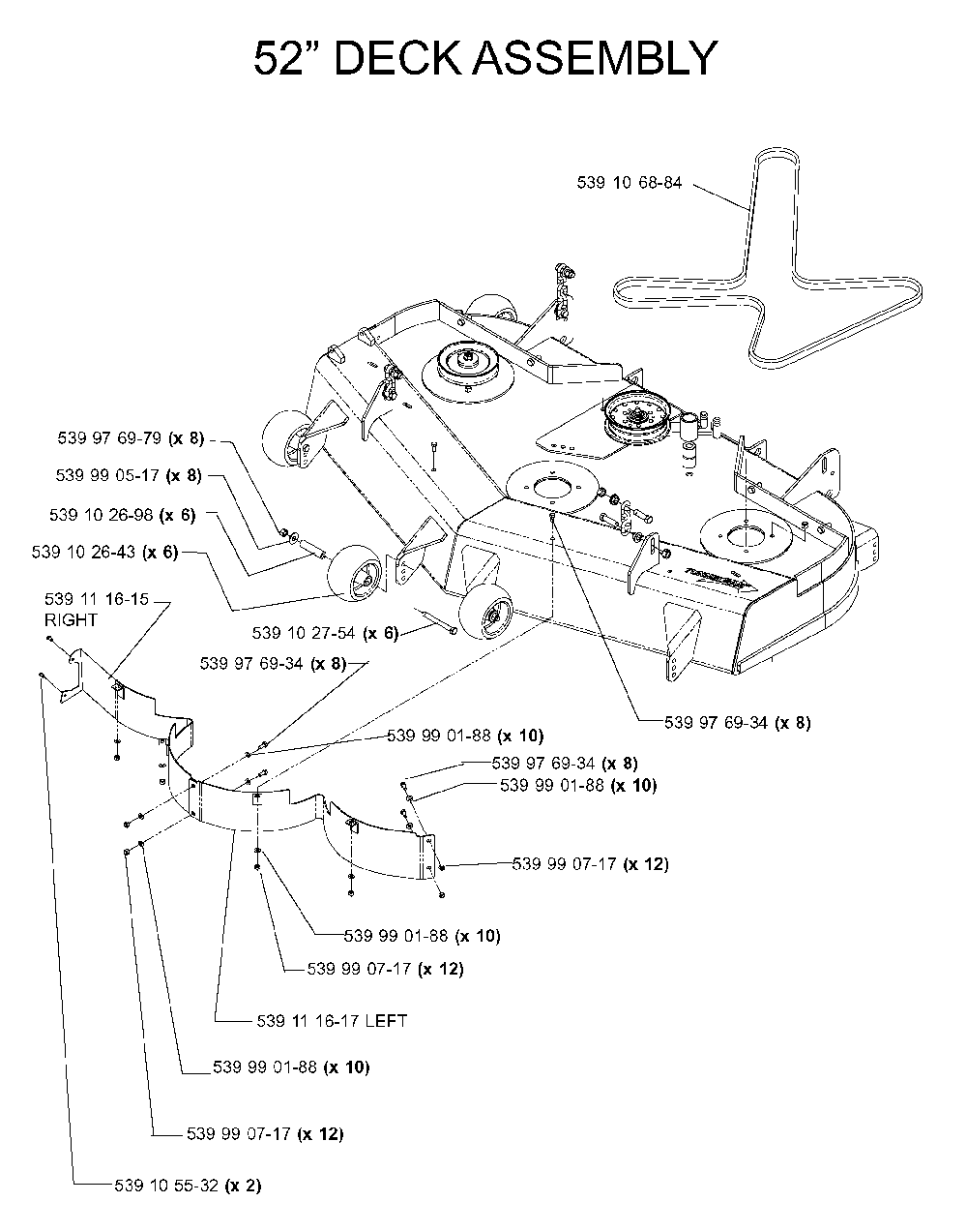 52/132cm Cutting Deck Diagram and Parts List for IZ5224TLKOA (968999332)(2005-12) Husqvarna Lawn Tractor