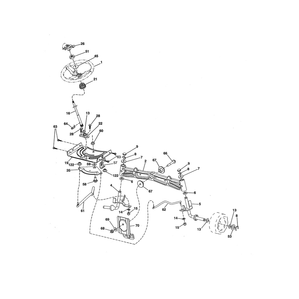 Steering Diagram and Parts List for LGT24K54 240472 Husqvarna Lawn Tractor