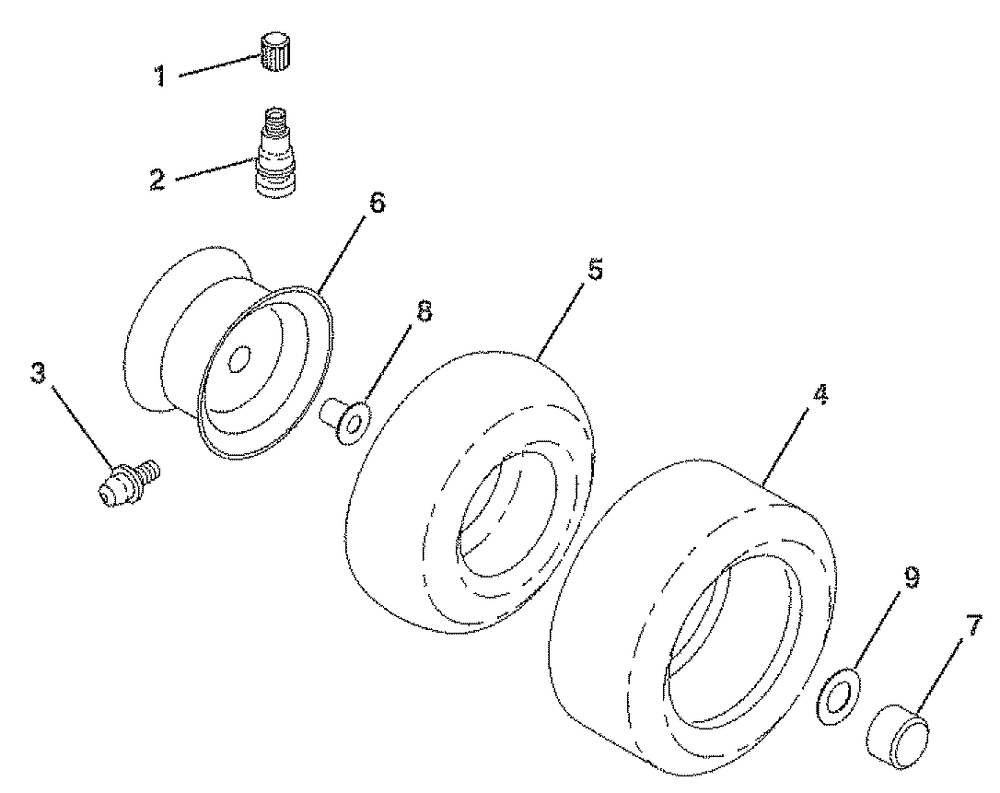 Wheels And Tires Diagram and Parts List for LR120 (954000582-C)(1993-01) Husqvarna Lawn Tractor