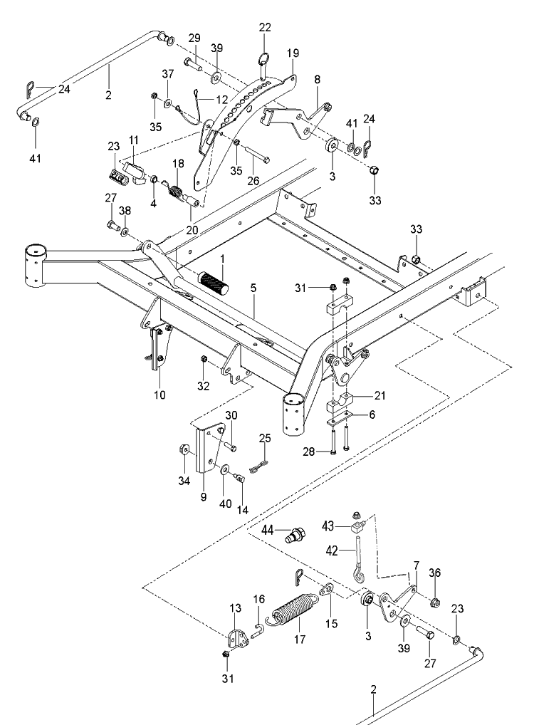 Mower Lift / Deck Lift Diagram and Parts List for MZ48  Husqvarna Lawn Mower