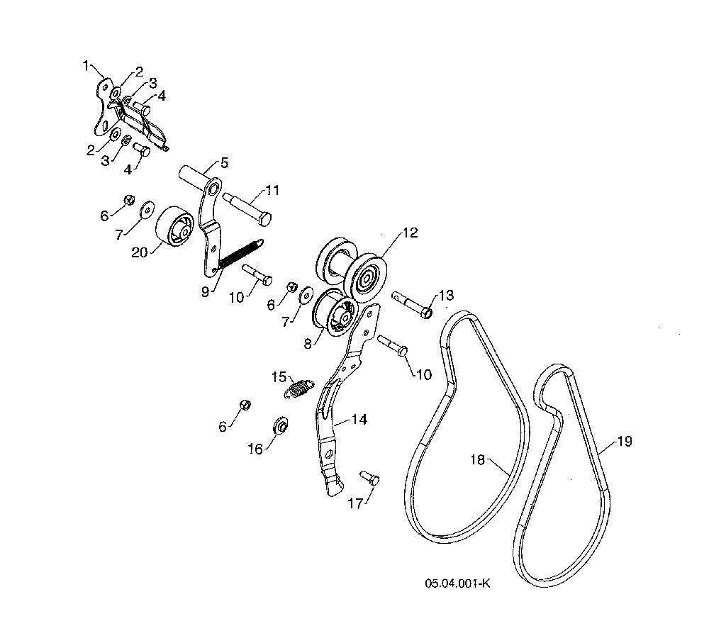 Pulley/belts/arm idler Diagram and Parts List for 96193009604  Husqvarna Snow Blower