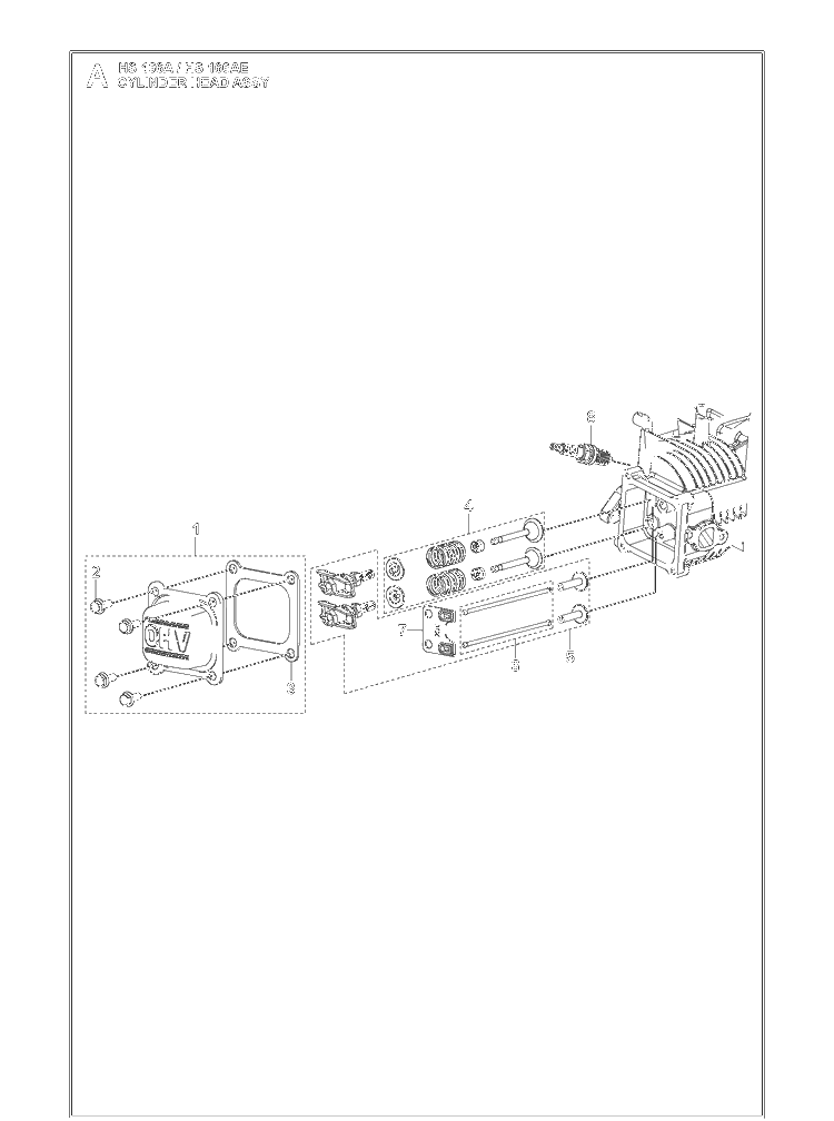 Cylinder Head Assy Diagram and Parts List for HS166AE (531451001)(599912501) Husqvarna Engine