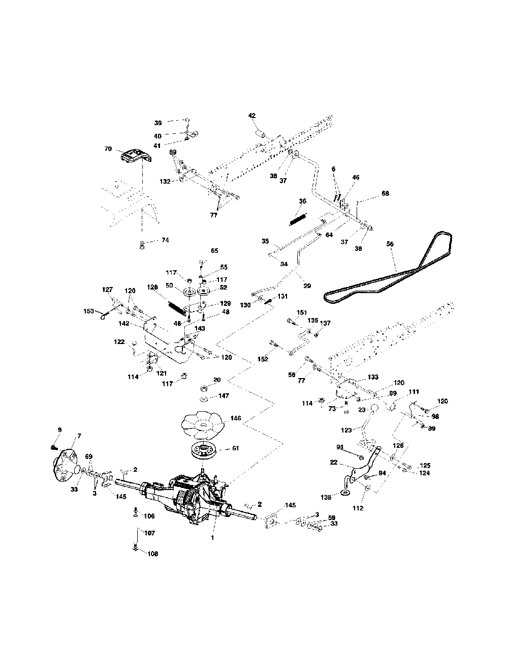 Ground drive Diagram and Parts List for LOGTH2548A  Husqvarna Lawn Tractor