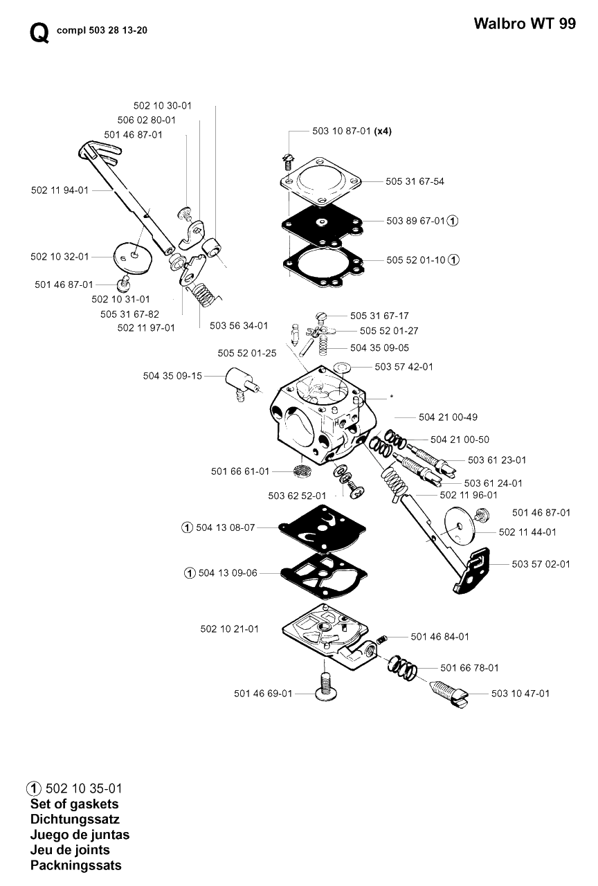 Carburetor Details 2 Diagram and Parts List for 240 20010100001 & Above Husqvarna Trimmer