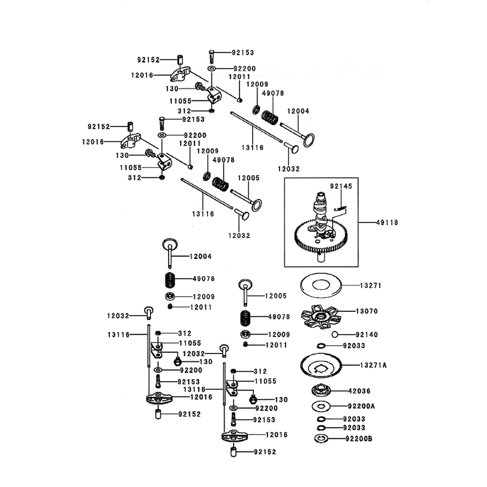 Engine >> Valve/Camshaft Diagram and Parts List for LGT24K54 240472 Husqvarna Lawn Tractor
