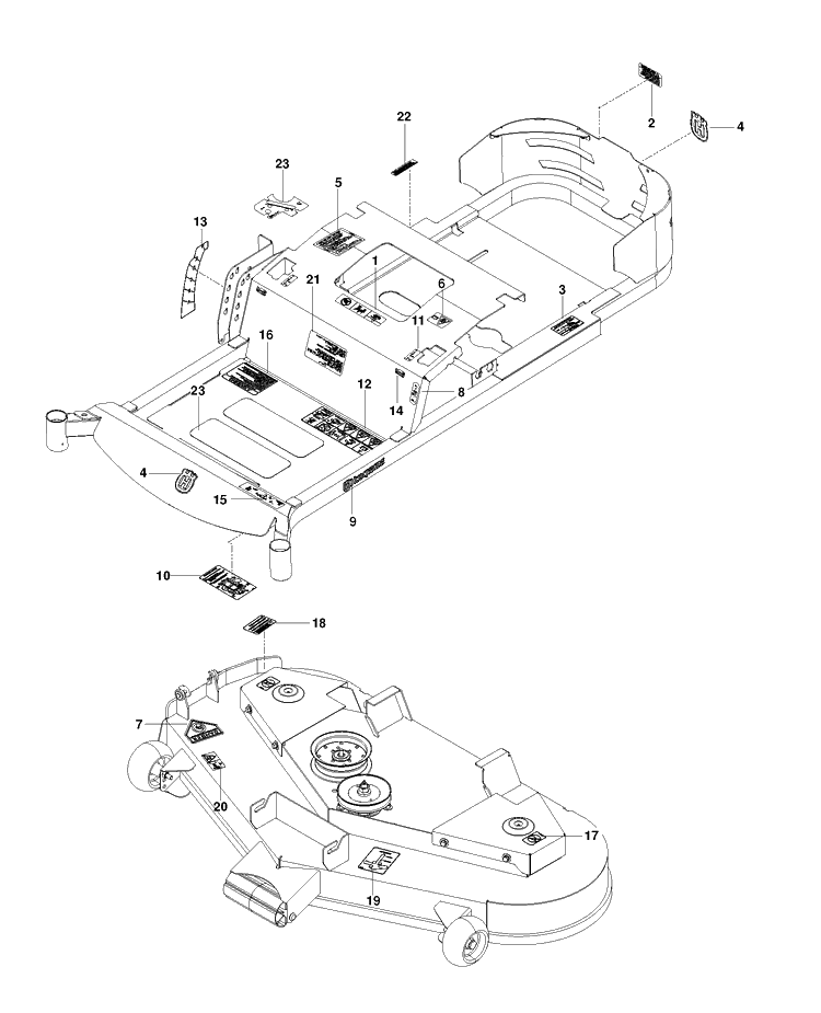 Decals Diagram and Parts List for EZ4824CA (966659501)(2012-08) Husqvarna Lawn Mower