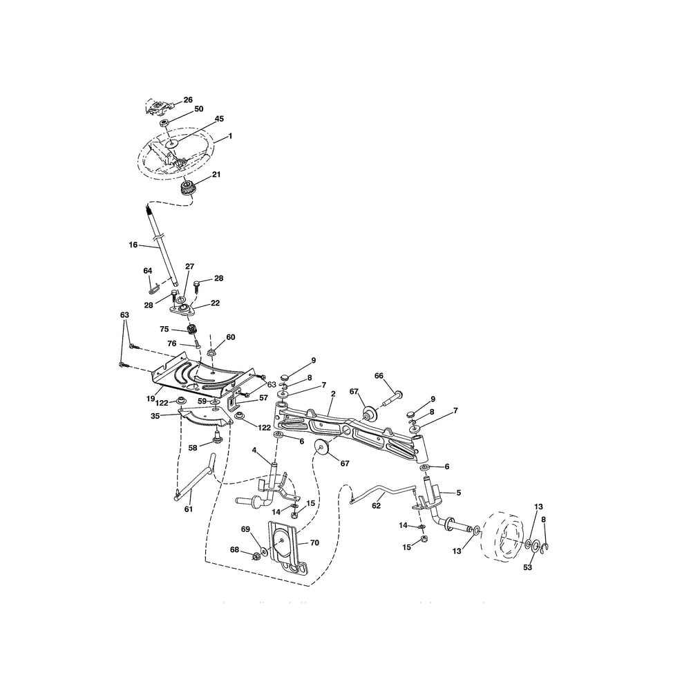 Steering Diagram and Parts List for LGT2654-96043018300  Husqvarna Lawn Tractor