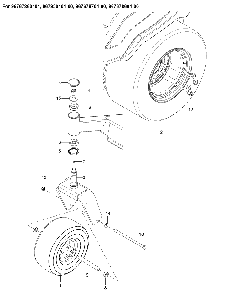 Wheels And Tires Diagram and Parts List for Z554X  Husqvarna Lawn Mower