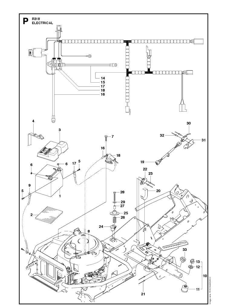 Electrical Diagram and Parts List for R318  Husqvarna Lawn Mower