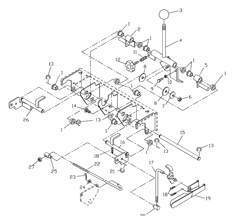 Motion Control Assembly Diagram and Parts List for WH3615 2001-02 Husqvarna Lawn Mower