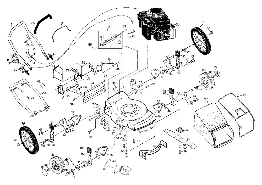 General Assembly Diagram and Parts List for 6022CH (954222701-B)(2001-10) Husqvarna Lawn Mower