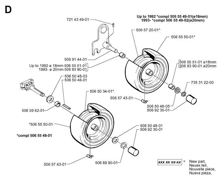 Wheels And Tires Diagram and Parts List for RIDER850 1998-03 Husqvarna Lawn Mower