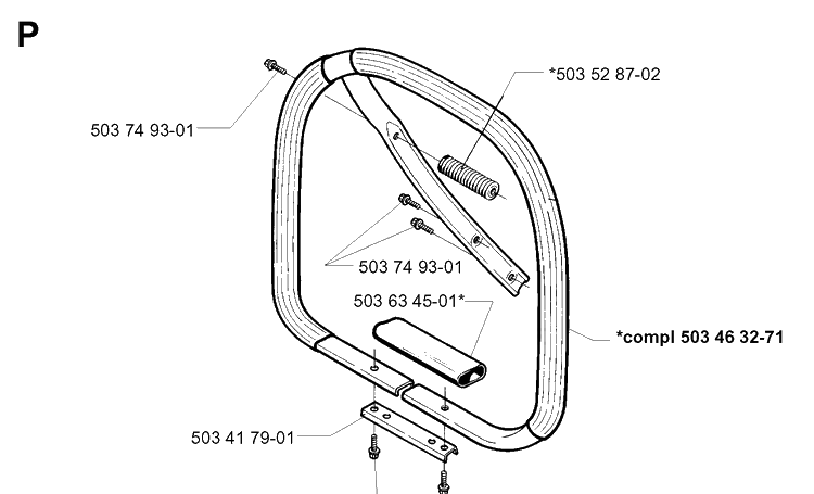 Handle Diagram and Parts List for 394XP 19980900001-Current Husqvarna Chainsaw