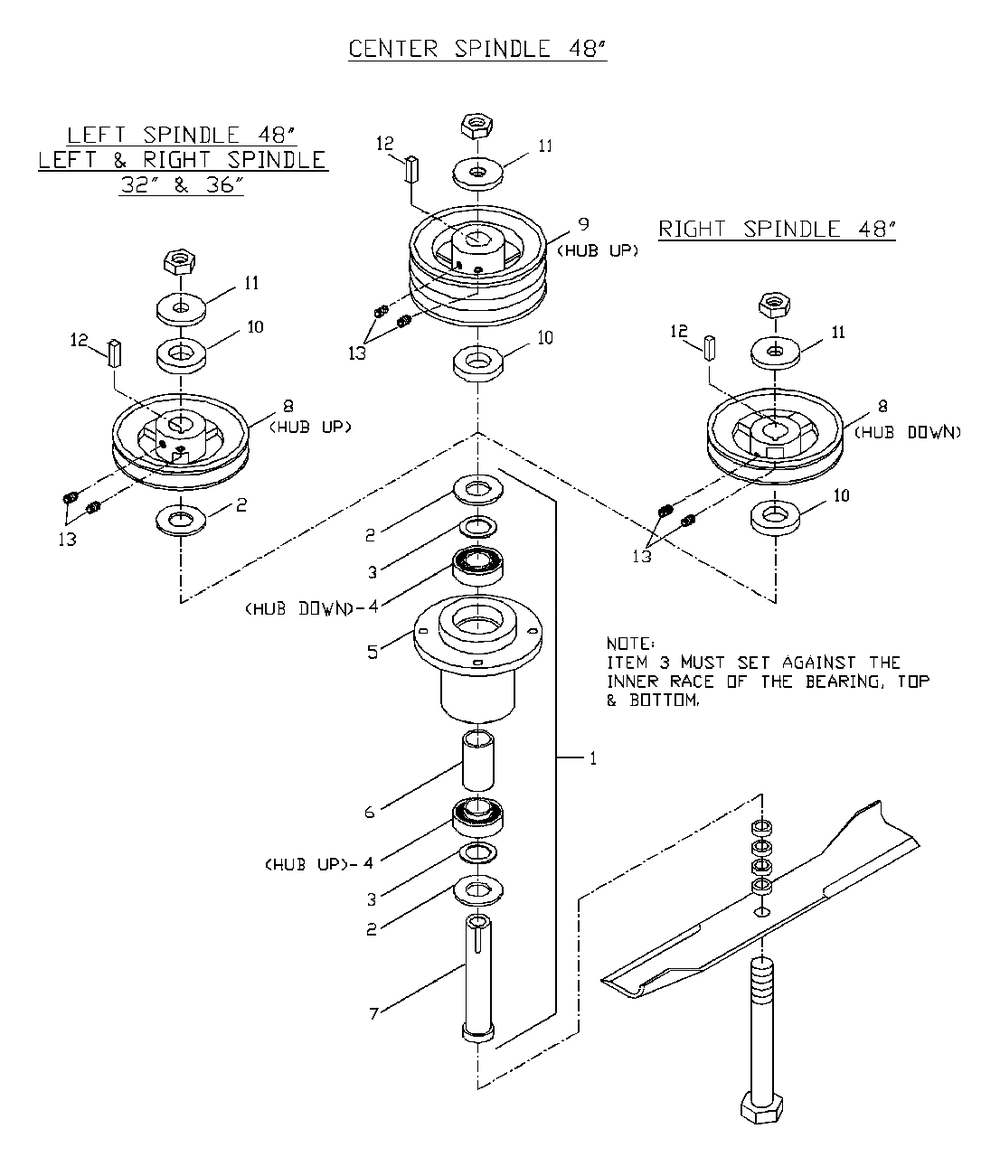 Cutter Housing Assembly Diagram and Parts List for WH3614A (968999105)(2001-02) Husqvarna Lawn Mower
