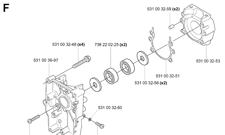Crankcase Diagram and Parts List for 155B 20014000001-20041499999 Husqvarna Leaf Blower / Vacuum