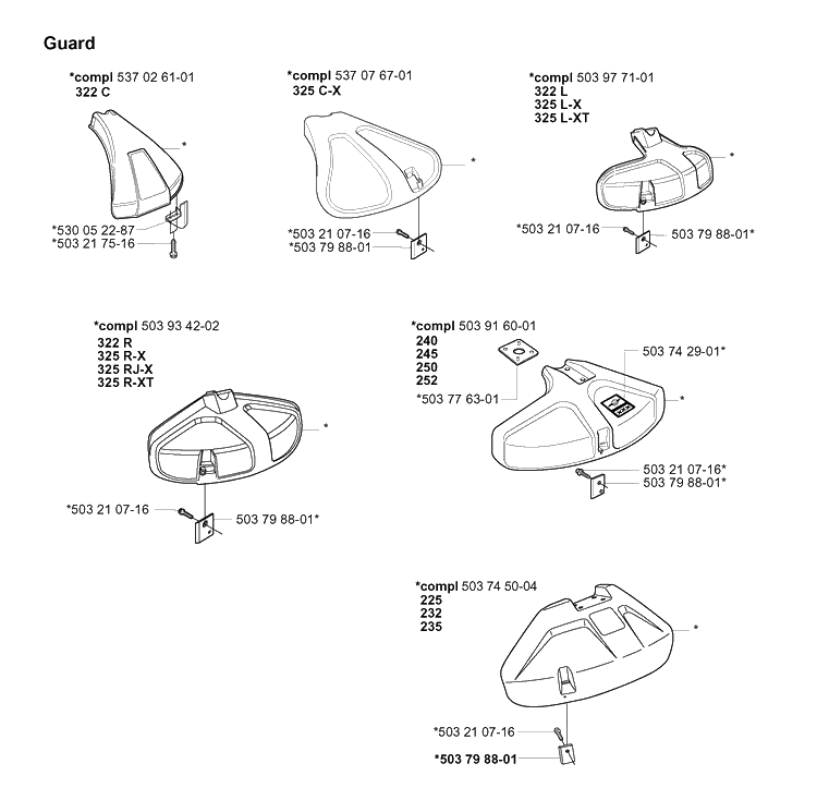 Guards Diagram and Parts List for 20004000001-20010900000  Husqvarna Edger