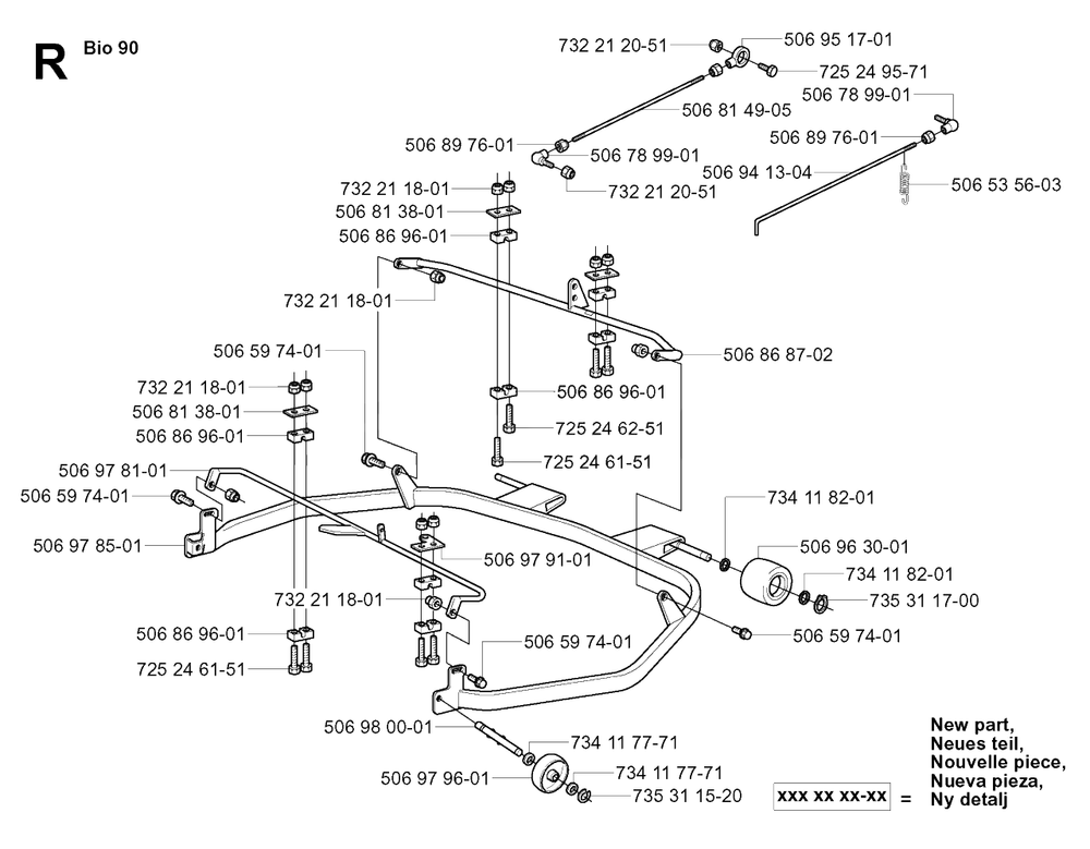 Frame Diagram and Parts List for R15-V2 (953533701)(2004-02) Husqvarna Lawn Tractor