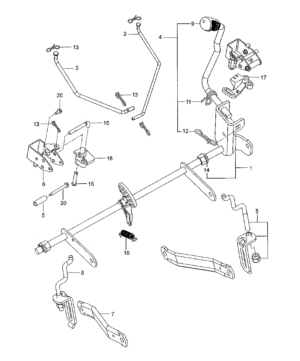 Brake/lift Diagram and Parts List for 967271501-00  Husqvarna Lawn Mower