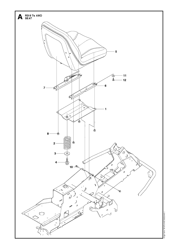Seat Diagram and Parts List for R316TSAWD (966757701)(2012) Husqvarna Lawn Mower