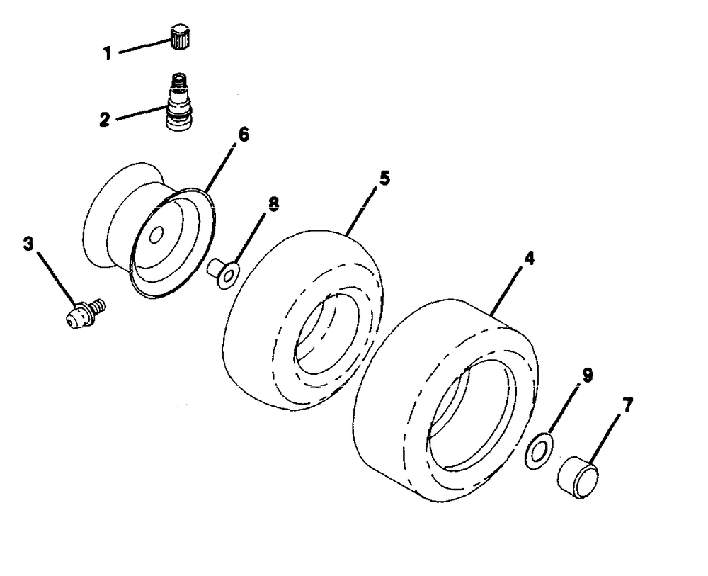 Wheels And Tires Diagram and Parts List for LR100 (954000572-A)(1995-03) Husqvarna Lawn Tractor