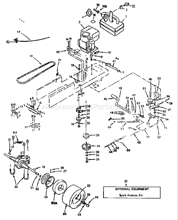 Page B Diagram and Parts List for YTH1120-14 1990-01 Husqvarna Lawn Tractor