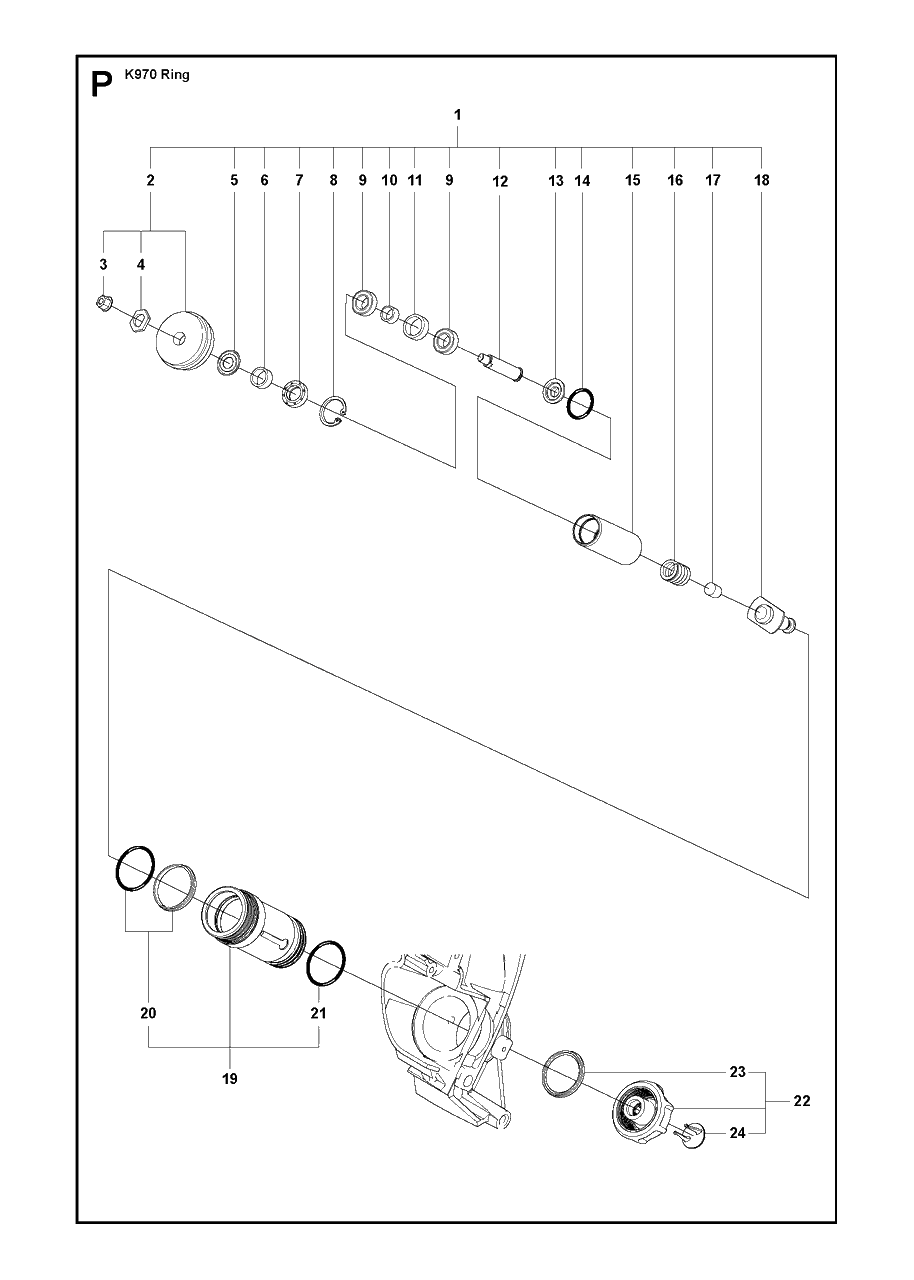 Guide Diagram and Parts List for K970RING 2011-12 Husqvarna Circular Saw
