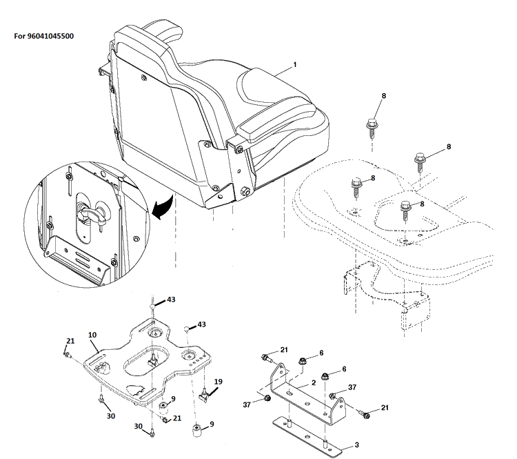 Seat 2 Diagram and Parts List for TS354  Husqvarna Lawn Tractor
