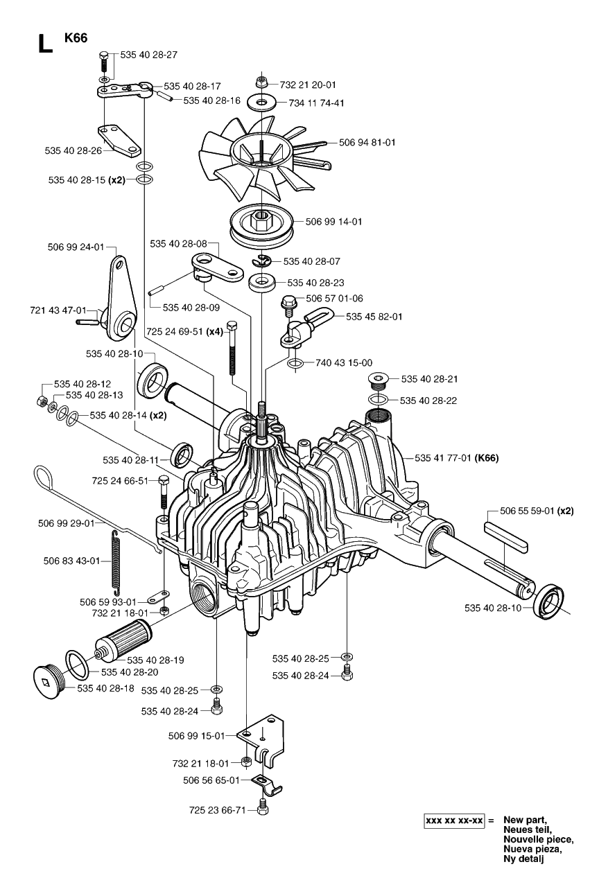 Transmission 2 Diagram and Parts List for PF21 (965097001)(2007-03) Husqvarna Lawn Tractor