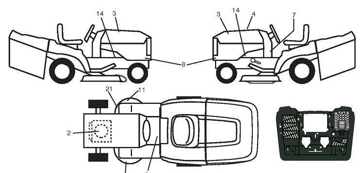Decals Diagram and Parts List for CTH164T (96051010700)(2013-07) Husqvarna Lawn Tractor