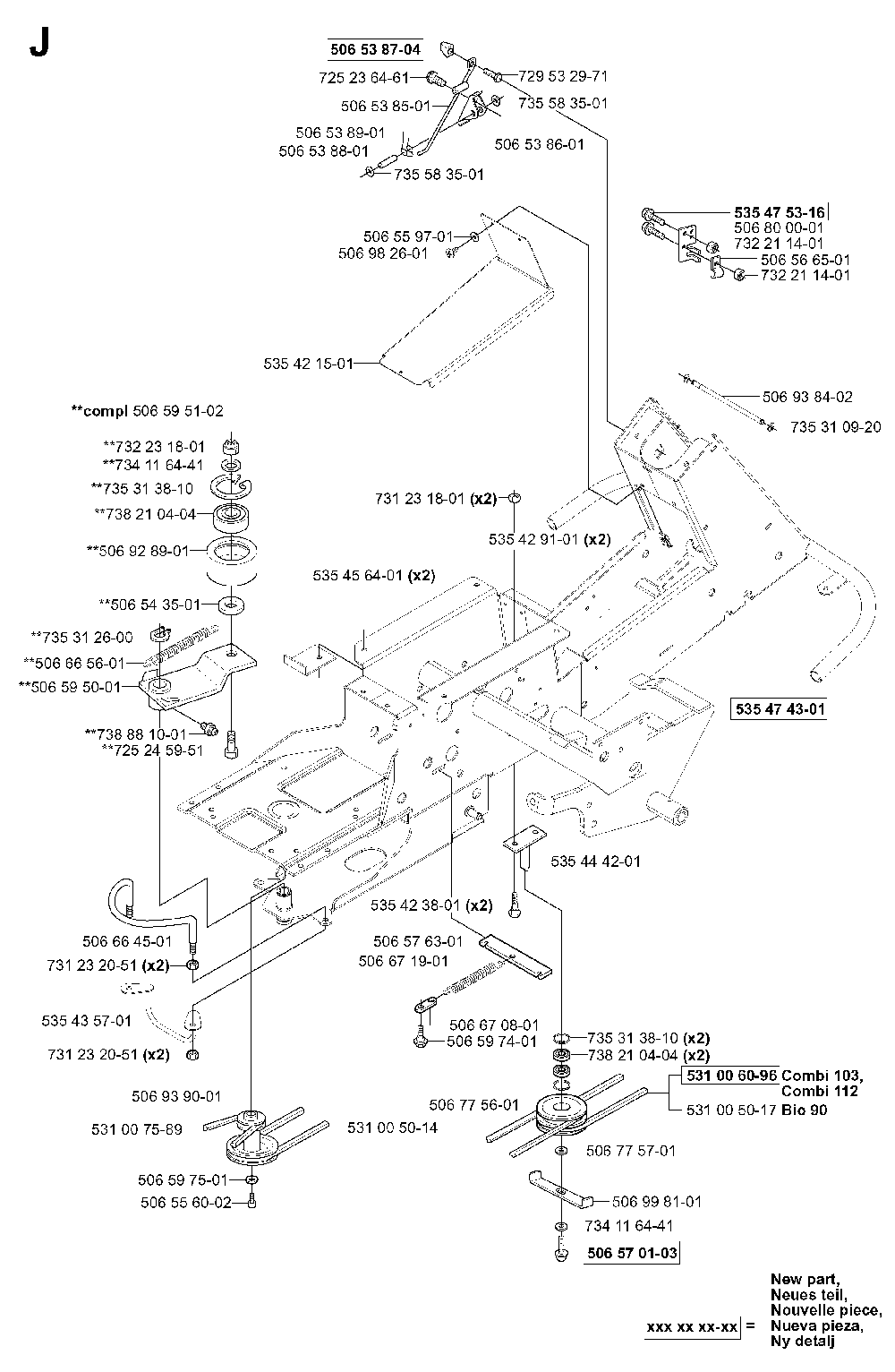 Chassis / Frame Diagram and Parts List for RIDERPRO18 (953521901)(2004-01) Husqvarna Lawn Tractor