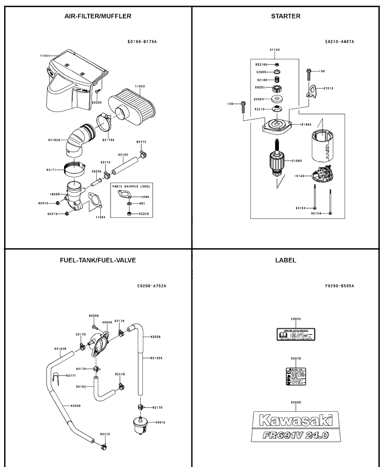 Kawasaki Engine 2 Diagram and Parts List for LGTH2454 (289580)(2010-03) Husqvarna Lawn Mower