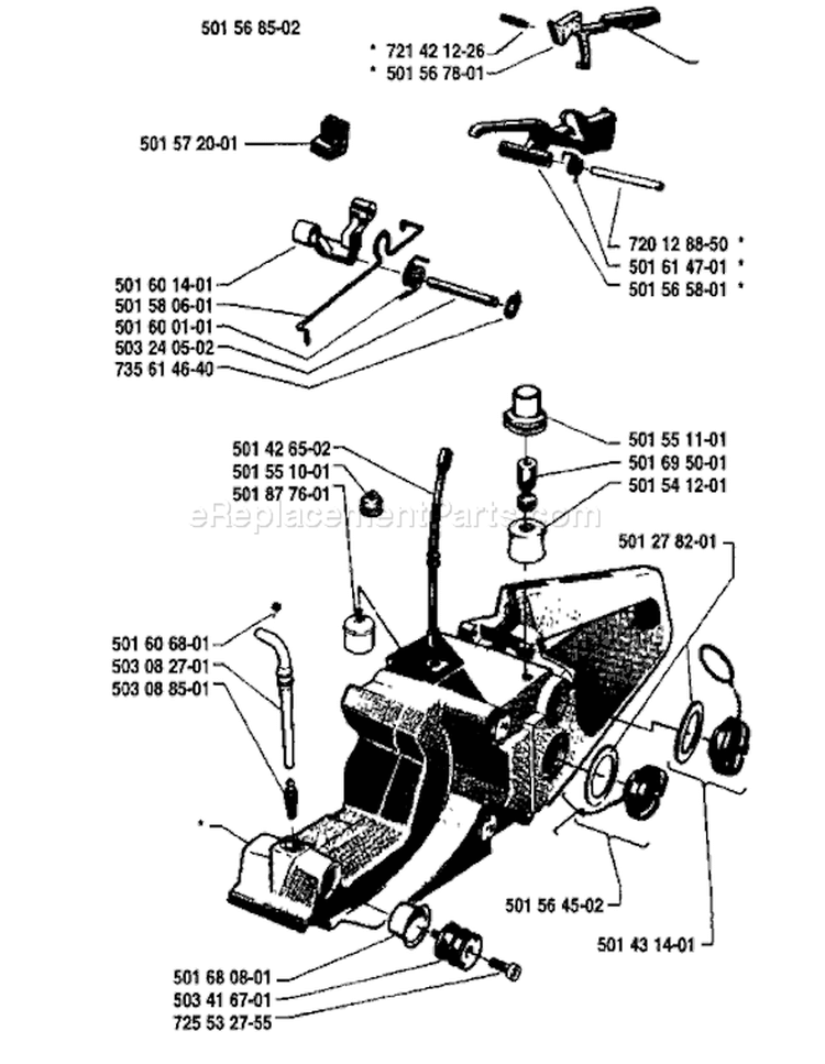 Page M Diagram and Parts List for 298 1986-04 Husqvarna Chainsaw