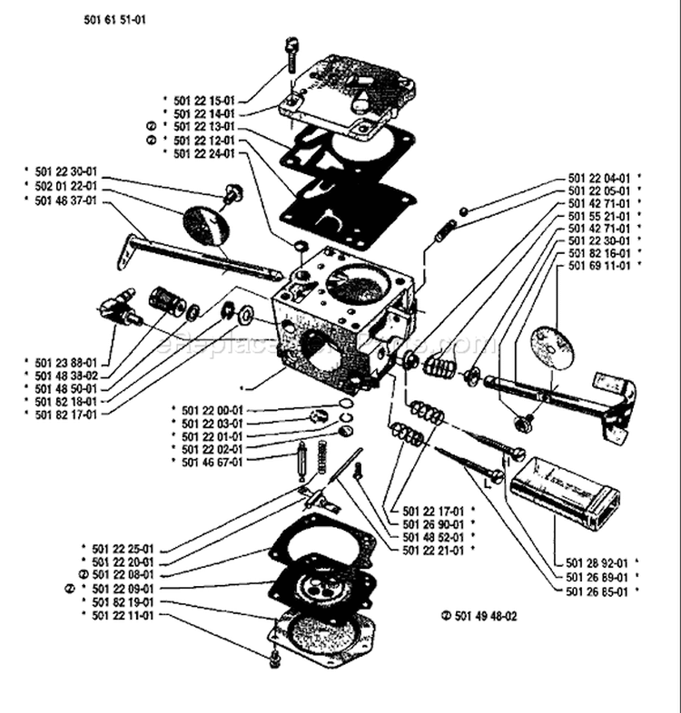 Page B Diagram and Parts List for 298 1986-04 Husqvarna Chainsaw