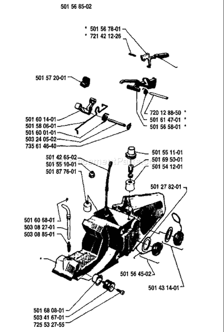 Page M Diagram and Parts List for 298 1987-01 Husqvarna Chainsaw