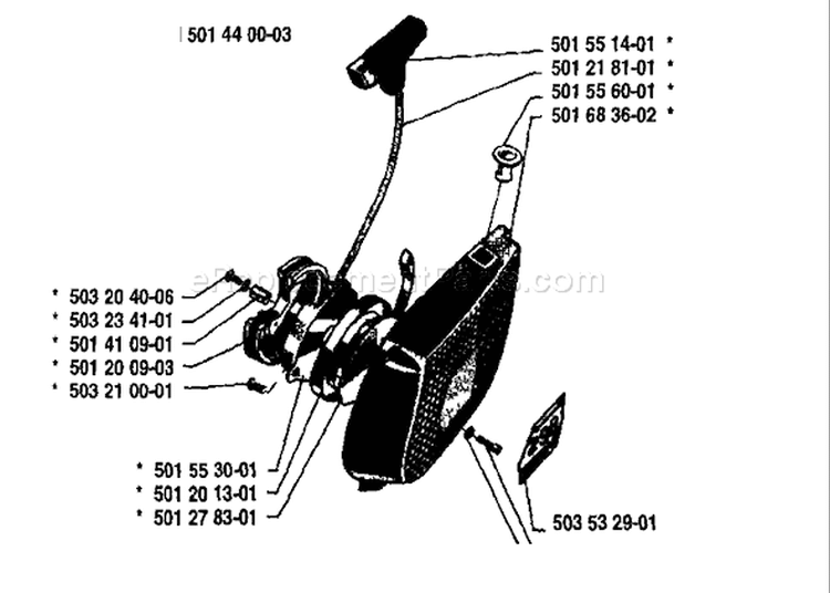 Page M Diagram and Parts List for 298 1987-06 Husqvarna Chainsaw