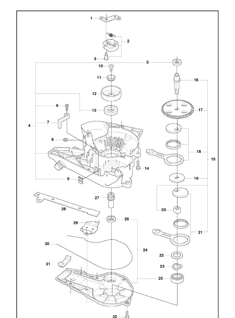 Gear Housing Diagram and Parts List for 325HS75 (X-SERIES)(2008-05) Husqvarna Hedge Trimmer
