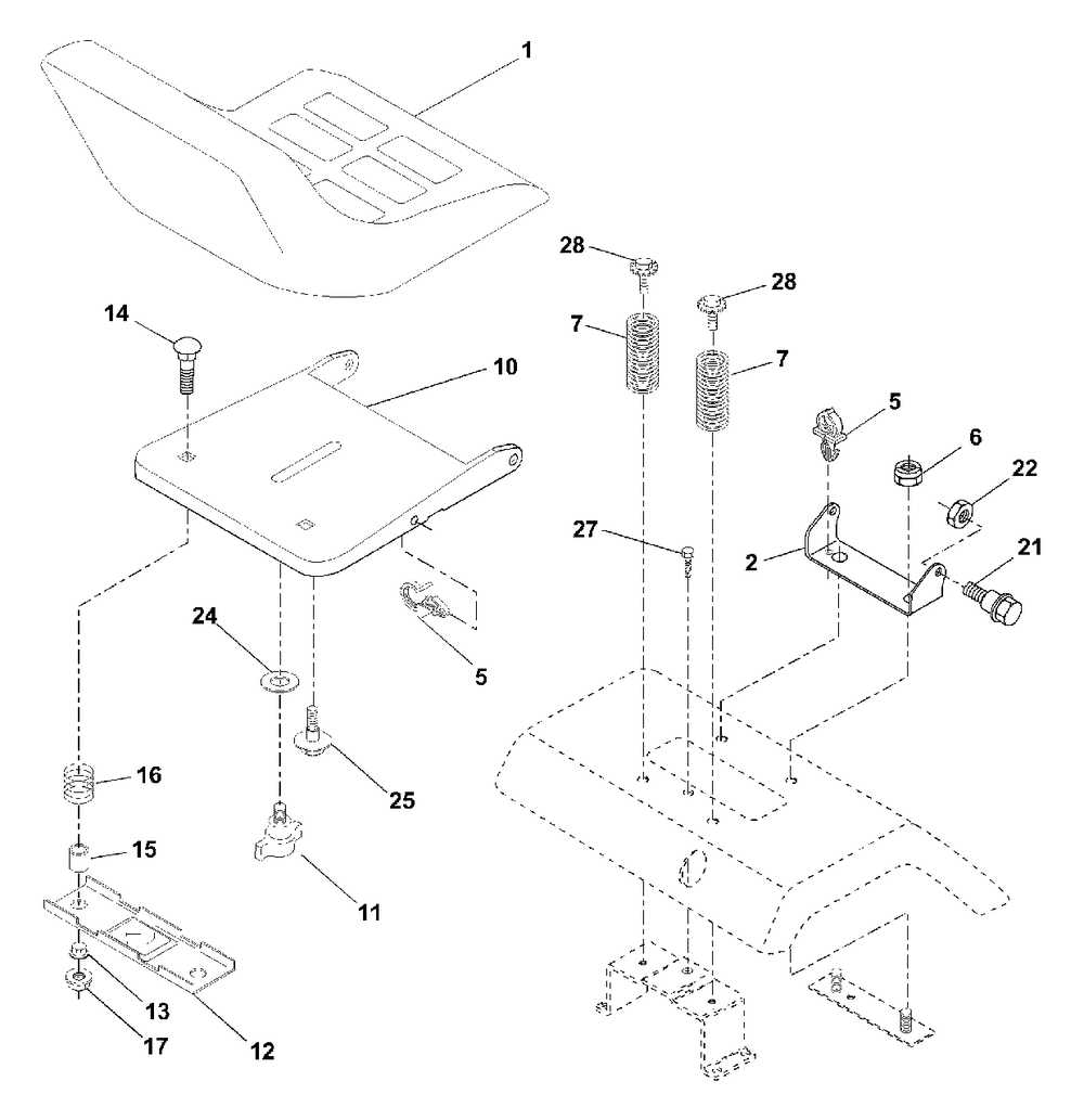 Seat Assembly Diagram and Parts List for YTH2048 (954567086-A)(2001-02) Husqvarna Lawn Tractor