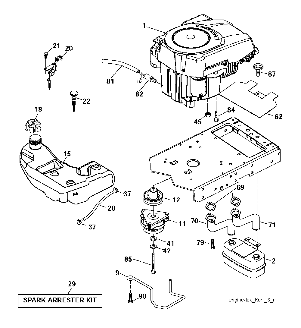 Engine Diagram and Parts List for YTH2754T (96041006201)(2008-11) Husqvarna Lawn Tractor