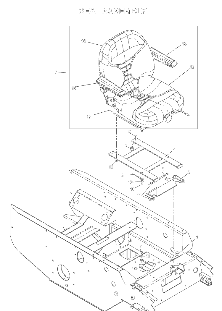 Seat Diagram and Parts List for BZE7234D (033600000 and Up)(2005-02) Husqvarna Lawn Mower