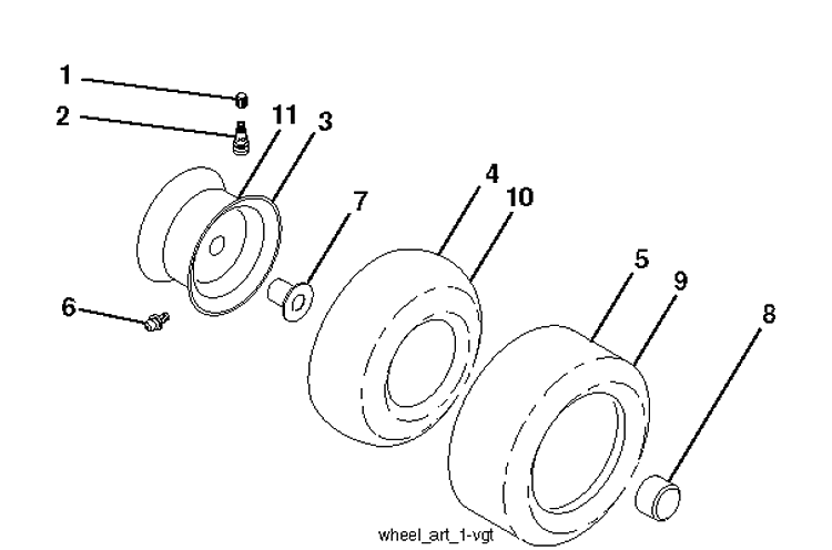 Wheels And Tires Diagram and Parts List for 2754GLS (96043004700)(2011-09) Husqvarna Lawn Tractor