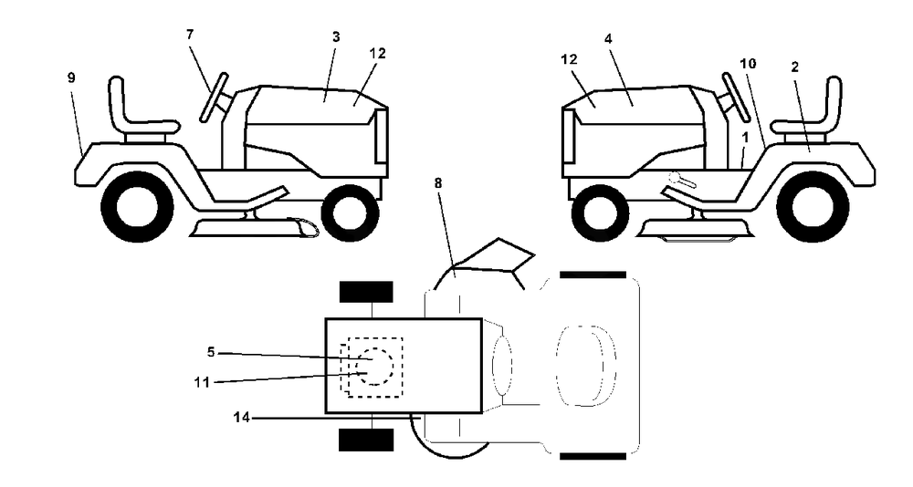 Decals Diagram and Parts List for YTH1746 (954567055-B)(2001-01) Husqvarna Lawn Tractor