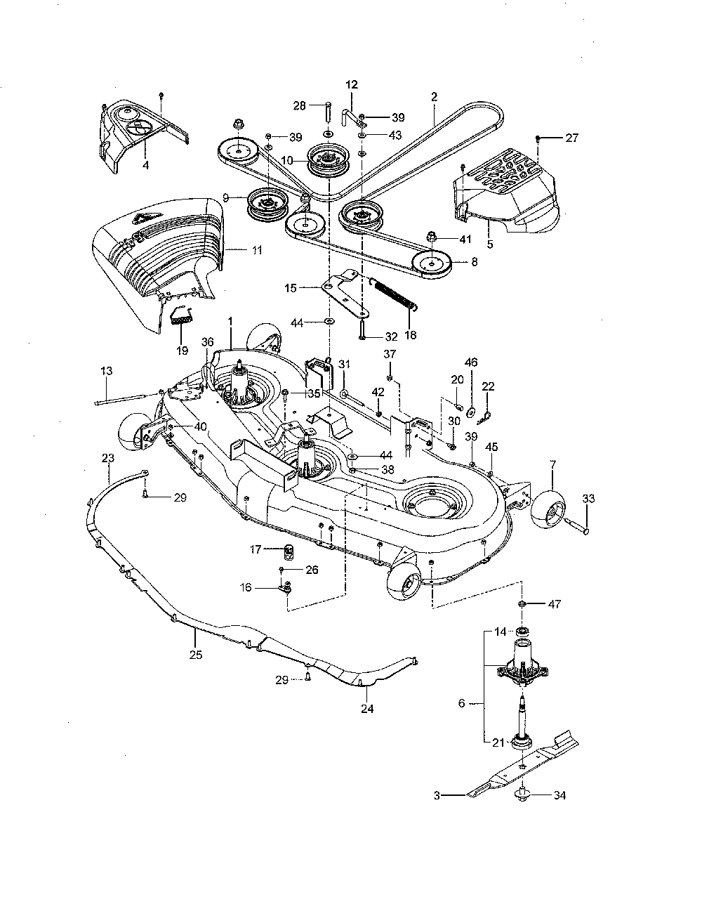 Mower deck/cutting deck Diagram and Parts List for Z254-967324101-00  Husqvarna Lawn Mower
