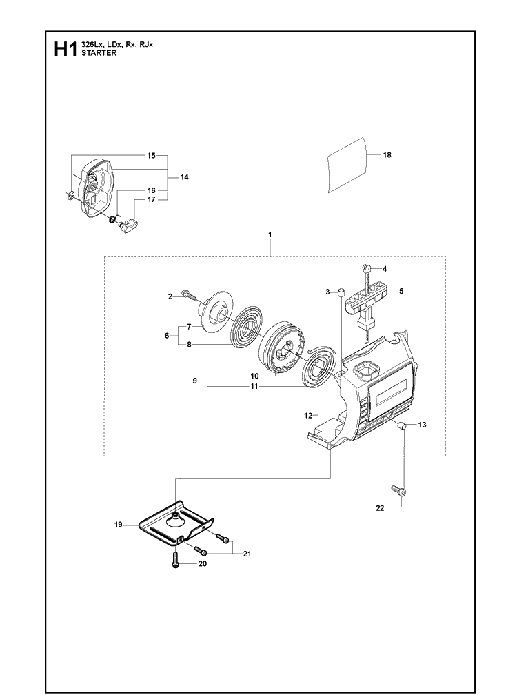 Starter 3 Diagram and Parts List for 326LDX 20091800001-Current Husqvarna Edger