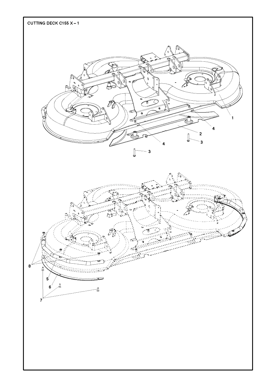 61-Inch/155cm Cutting Deck 3 Diagram and Parts List for C155X (967294101)(2019-09) Husqvarna Lawn Tractor Accessories