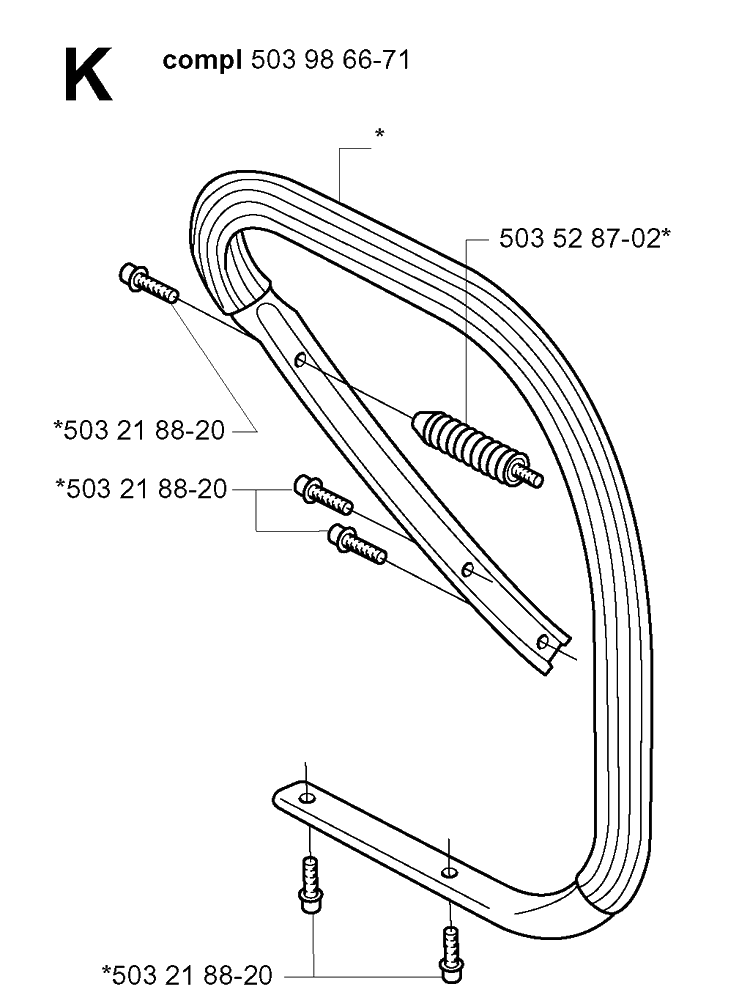 Handle 2 Diagram and Parts List for 385XP 20034000001-20051000000 Husqvarna Chainsaw