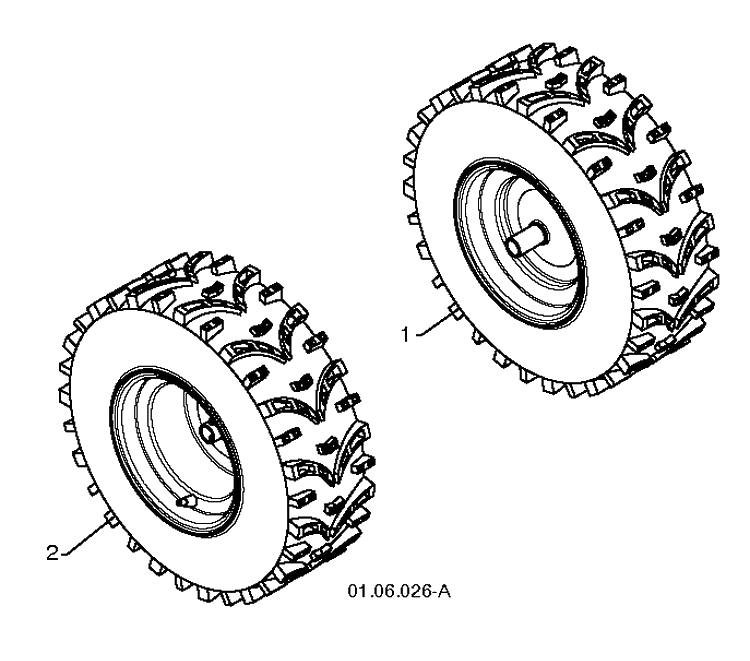 Wheels And Tires Diagram and Parts List for 14527XLS (96193006101)(2010-08) Husqvarna Snow Blower