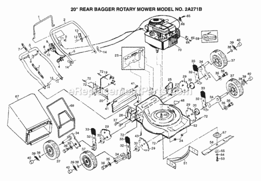 Page A Diagram and Parts List for 2A271B 1999 And Before Husqvarna Lawn Mower